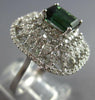 LARGE 3.06CT DIAMOND & AAA GREEN GARNET 14KT WHITE GOLD EMERALD CUT & ROUND RING