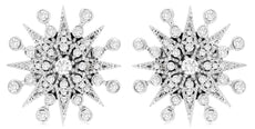 ESTATE .66CT DIAMOND 14KT WHITE GOLD 3D ROUND STAR SNOWFLAKE FLORAL FUN EARRINGS