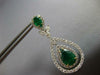CERTIFIED EXTRA LARGE 11.07CT DIAMOND & AAA COLUMBIAN EMERALD 14KT GOLD EARRINGS