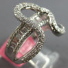 ESTATE WIDE .87CT DIAMOND 18KT WHITE GOLD ROUND & BAGUETTE HEART SHAPE LOVE RING