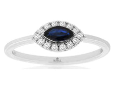 .40CT DIAMOND & AAA SAPPHIRE 14KT WHITE GOLD MARQUISE & ROUND EVIL EYE FUN RING