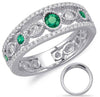 .67CT DIAMOND & AAA EMERALD 14KT WHITE GOLD 3D ROUND FILIGREE MILGRAIN FUN RING
