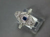 ESTATE .27CT DIAMOND & AAA SAPPHIRE 18KT WHITE GOLD OPEN FILIGREE STAR FUN RING