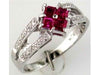 .74CT DIAMOND & AAA RUBY 14KT WHITE GOLD PRINCESS & ROUND INVISIBLE SQUARE RING