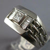 LARGE .52CT DIAMOND 14KT WHITE GOLD 3D PRINCESS & BAGUETTE LINK SQUARE MENS RING
