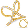 ESTATE LARGE .60CT DIAMOND 14KT YELLOW GOLD 3D CRISS CROSS INFINITY LOVE RING