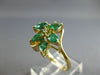 WIDE 1.04CT DIAMOND & AAA EMERALD 14K YELLOW GOLD ROUND & PEAR SHAPE RING #27725