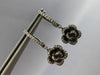 ESTATE .50CT DIAMOND 14KT BLACK GOLD 3D CLASSIC FLOWER ROSE FUN HANGING EARRINGS