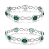 LARGE 7.46CT DIAMOND & AAA EMERALD 18K WHITE GOLD OVAL & ROUND TENNIS BRACELET