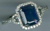 2.03CT DIAMOND & AAA SAPPHIRE 14K WHITE GOLD EMERALD CUT & ROUND ENGAGEMENT RING