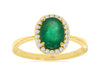 1.24CT DIAMOND & AAA EMERALD 14KT YELLOW GOLD 3D OVAL HALO FRIENDSHIP LOVE RING