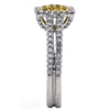 .60CT WHITE & FANCY YELLOW DIAMOND 18KT 2 TONE GOLD ROUND PAVE SQUARE FUN RING