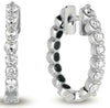 .63CT DIAMOND 14KT WHITE GOLD 7 STONE SHARED PRONG HUGGIE HOOP HANGING EARRINGS