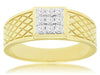ESTATE .30CT DIAMOND 14KT YELLOW GOLD CLASSIC PAVE SQUARE FILIGREE FUN MENS RING