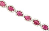 12.65CT DIAMOND & AAA RUBY 14KT WHITE GOLD 3D OVAL & ROUND HALO TENNIS BRACELET