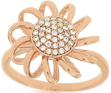 .20CT DIAMOND 14K YELLOW & ROSE GOLD 3D CLASSIC ROUND CLUSTER SUNFLOWER FUN RING