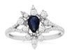 .98CT DIAMOND & AAA SAPPHIRE 14KT WHITE GOLD PEAR SHAPE & ROUND FLOWER FUN RING