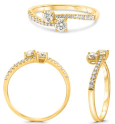 .75CT DIAMOND 14KT YELLOW GOLD 3D ROUND CLASSIC 3 STONE SEMI ETERNITY FUN RING