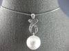 LARGE .13CT DIAMOND & AAA SOUTH SEA PEARL 18K WHITE GOLD ETOILE FLOATING PENDANT