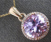 LARGE 10.42CT DIAMOND & AAA KUNZITE 14K ROSE GOLD 3D ROUND HALO FLOATING PENDANT
