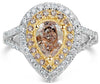 CERTIFIED 1.64CT WHITE & PINK DIAMOND 18K 2 TONE GOLD PEAR SHAPE ENGAGEMENT RING