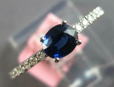 .48CT DIAMOND & AAA SAPPHIRE 14K WHITE GOLD CLASSIC OVAL & ROUND ENGAGEMENT RING
