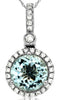 1.33CT DIAMOND & AAA AQUAMARINE 14KT WHITE GOLD ROUND HALO FUN FLOATING PENDANT
