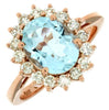 2.65CT DIAMOND & AAA AQUAMARINE 14KT ROSE GOLD 3D PRINCESS DIANA ENGAGEMENT RING