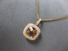 1.58CT DIAMOND & AAA MORGANITE 14KT ROSE GOLD HALO FILIGREE FUN FLOATING PENDANT