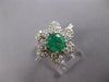 ESTATE 1.39CT DIAMOND & AAA EMERALD 14KT WHITE GOLD 3D ROUND FLOWER LOVE RING