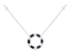1.10CT DIAMOND & AAA SAPPHIRE 14KT WHITE GOLD 3D ROUND & BAGUETTE LOVE NECKLACE