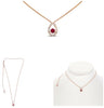 .36CT DIAMOND & AAA RUBY 14KT ROSE GOLD ROUND TEAR DROP SOLITAIRE LOVE NECKLACE