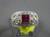 .75CT DIAMOND & AAA RUBY 14KT WHITE GOLD PRINCESS & ROUND FILIGREE FLORAL RING