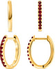ESTATE .32CT AAA RUBY 14KT YELLOW GOLD OVAL 7 STONE HUGGIE HOOP HANGING EARRINGS