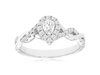 ESTATE .50CT DIAMOND 14KT WHITE GOLD 3D ROUND & PEAR SHAPE HALO ENGAGEMENT RING