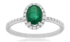 ESTATE .87CT DIAMOND & AAA EMERALD 14KT WHITE GOLD OVAL & ROUND HALO LOVE RING
