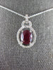 1.59CT DIAMOND & AAA RUBY 14KT WHITE GOLD OVAL & ROUND LOVE KNOT PENDANT #27261