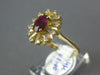 ESTATE WIDE 1.25CT DIAMOND & AAA RUBY 14KT YELLOW GOLD OVAL & ROUND FLOWER RING
