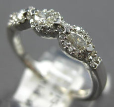 .47CT DIAMOND 14KT WHITE GOLD 3 STONE MARQUISE & ROUND WEDDING ANNIVERSARY RING