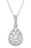 .61CT DIAMOND 14KT WHITE GOLD 3D CLASSIC CLUSTER TEAR DROP HALO FLOATING PENDANT