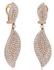 ESTATE 5.77CT DIAMOND 18KT ROSE GOLD 3D DOUBLE LEAF FUN CLIP ON HANGING EARRINGS