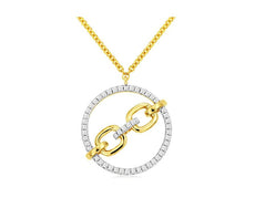 ESTATE .14CT DIAMOND 14KT YELLOW GOLD LOVE KNOT CIRCLE OF LIFE LARIAT NECKLACE