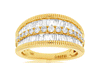 ESTATE WIDE 1.0CT DIAMOND 14KT YELLOW GOLD 3D SEMI ETERNITY ANNIVERSARY RING