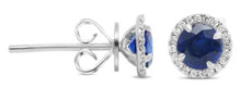1.22CT DIAMOND & AAA SAPPHIRE 18KT WHITE GOLD CLASSIC HALO MARTINI STUD EARRINGS