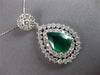 LARGE 5.32CT DIAMOND & AAA EMERALD 14KT WHITE GOLD 3D PEAR SHAPE PENDANT #27493