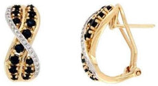 1.30CT DIAMOND & AAA SAPPHIRE 14KT YELLOW GOLD 3D MULTI ROW CRISS CROSS EARRINGS