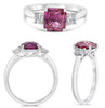 2.57CT DIAMOND & AAA PINK SAPPHHIRE PLATINUM 3D CUSHION 3 STONE ENGAGEMENT RING