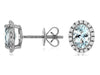 1.54CT DIAMOND & AAA AQUAMARINE 14KT WHITE GOLD OVAL & ROUND HALO STUD EARRINGS