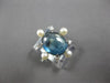 4.83CT DIAMOND & AAA BLUE TOPAZ & SOUTH SEA PEARL 18K WHITE GOLD FLOWER FUN RING