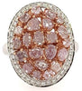 LARGE 2.75CT WHITE & PINK DIAMOND 18K WHITE & ROSE GOLD 3D CLUSTER OVAL FUN RING